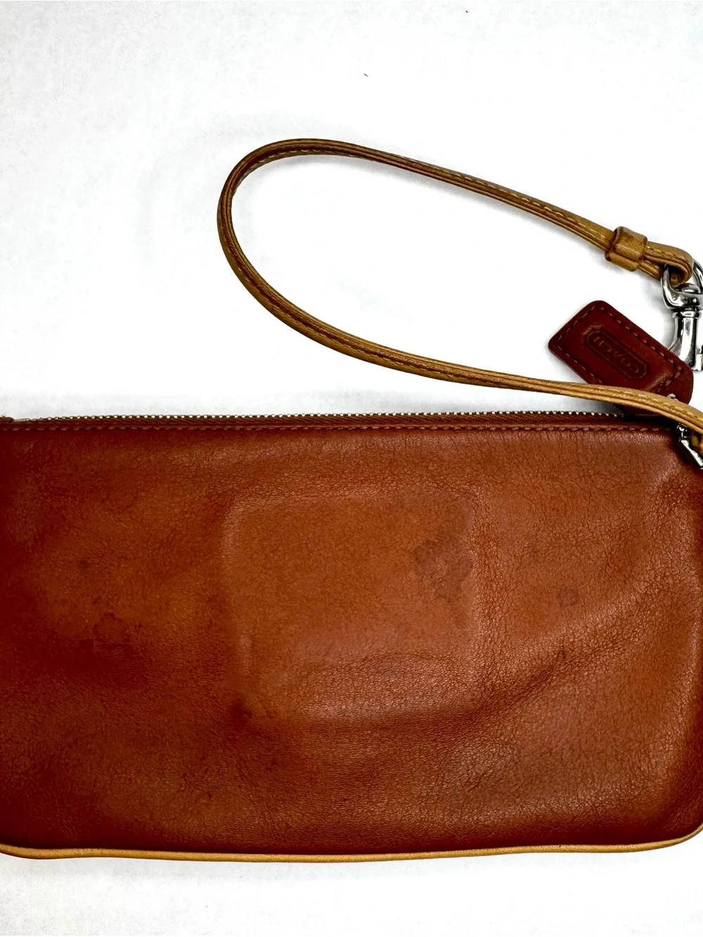 Vintage Coach Factory Brown Leather Buckle Wristlet Clutch Wallet